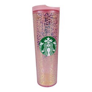 Starbucks Pink Holiday Champagne Bubbles Cold Cup 16oz‎ Tumbler NEW 011119463
